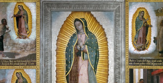 Detalle de Nuestra Señora de Guadalupe con cuatro apariciones, José Juárez. Óleo sobre lienzo, 251 x 293 cm. Ágreda (Soria), Monasterio de Concepcionistas Franciscanas