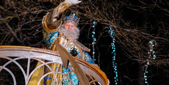 El rey Melchor en Madrid en la Cabalgata de Reyes 2025