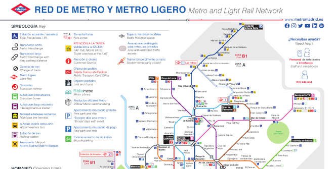 Plano Metro de Madrid. Actualizado septiembre 2022