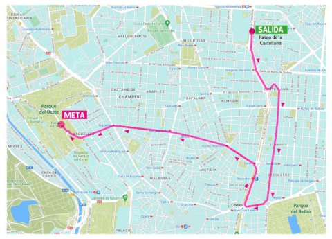 Recorrido / Plano Carrera de la Mujer Madrid 2024. Pulsa en la imagen para ampliar
